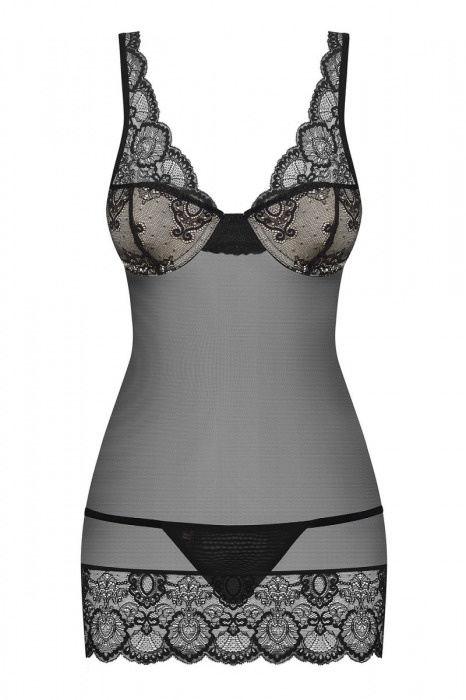 Полупрозрачная сорочка с лифом на косточках - Obsessive купить с доставкой