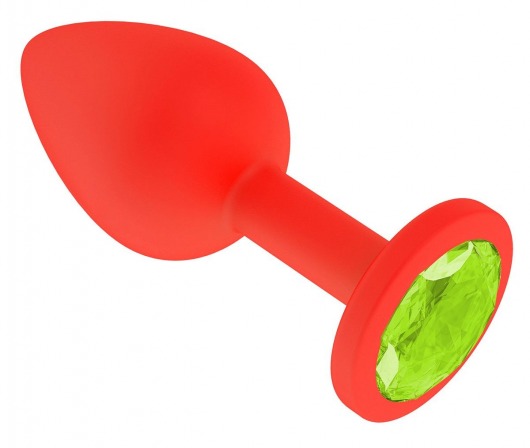 Красная анальная втулка с лаймовым кристаллом - 7,3 см. - Джага-Джага - купить с доставкой в Новосибирске