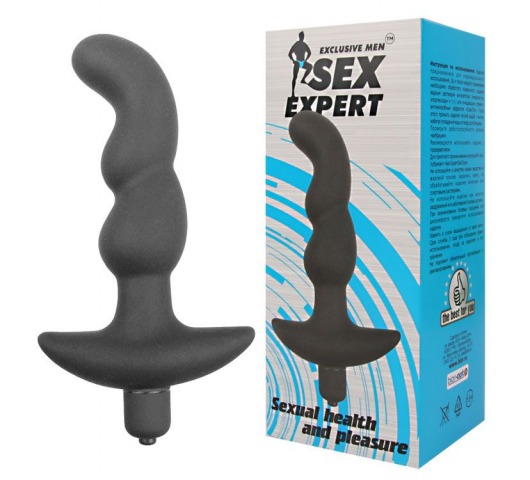 Чёрный анальный вибратор Sexual Health and Pleasure - 11,8 см. - Sex Expert - в Новосибирске купить с доставкой