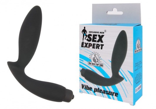 Чёрный вибростимулятор простаты Sex Expert Vibe Pleasure - Sex Expert - в Новосибирске купить с доставкой