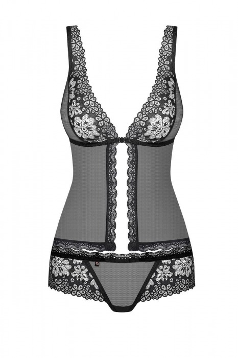 Роскошный кружевной комплект из топа и трусиков-шортиков - Obsessive купить с доставкой