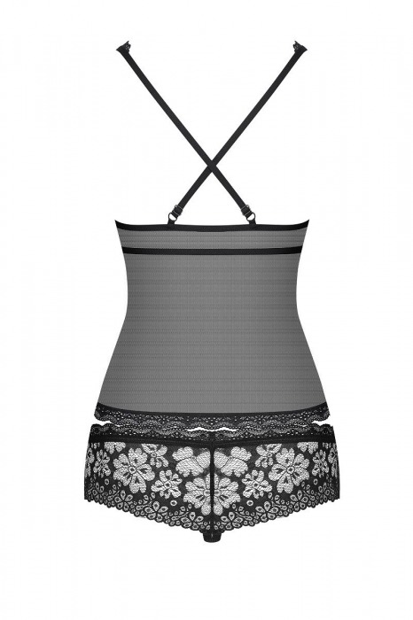 Роскошный кружевной комплект из топа и трусиков-шортиков - Obsessive купить с доставкой