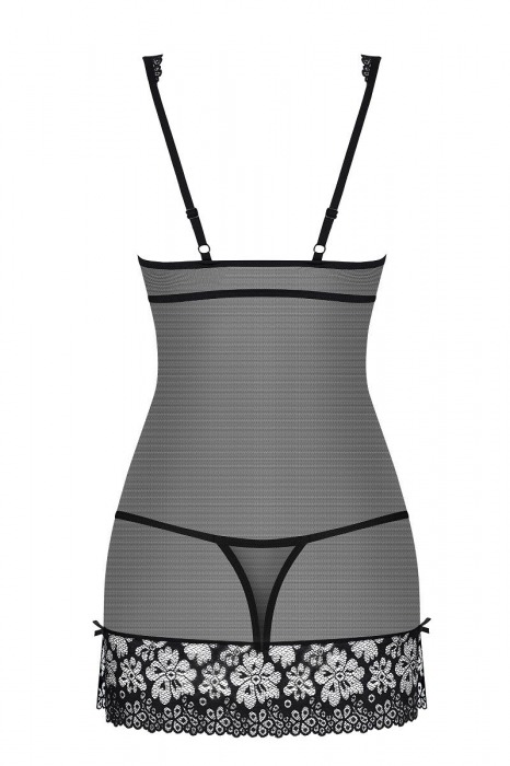 Сорочка из полупрозрачной сеточки с отделкой цветочным кружевом - Obsessive купить с доставкой