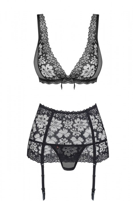 Чарующий комплект с высоким кружевным поясом для чулок - Obsessive купить с доставкой