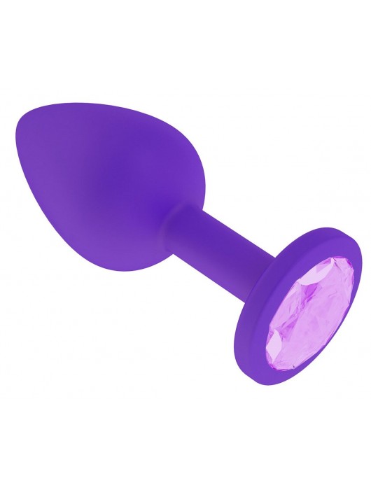 Фиолетовая силиконовая пробка с сиреневым кристаллом - 7,3 см. - Джага-Джага - купить с доставкой в Новосибирске