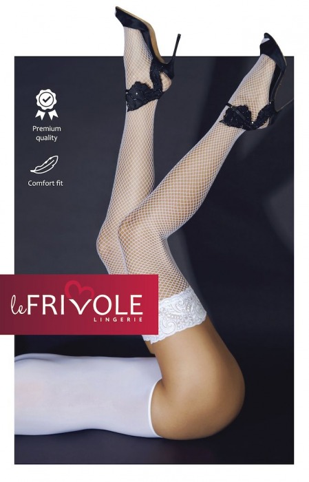 Чулки в мелкую сетку с кружевной резиночкой - Le Frivole купить с доставкой