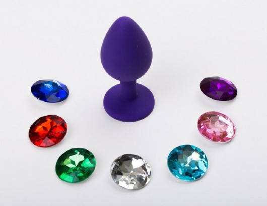 Фиолетовая силиконовая пробка с 7 сменными кристаллами - 8,2 см. - 4sexdreaM - купить с доставкой в Новосибирске