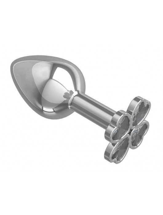 Серебристая анальная втулка с клевером из прозрачных кристаллов - 7 см. - Джага-Джага - купить с доставкой в Новосибирске