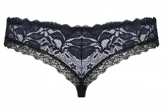 Сексуальные трусики-слипы с темно-синим кружевом (большой размер) - Obsessive купить с доставкой