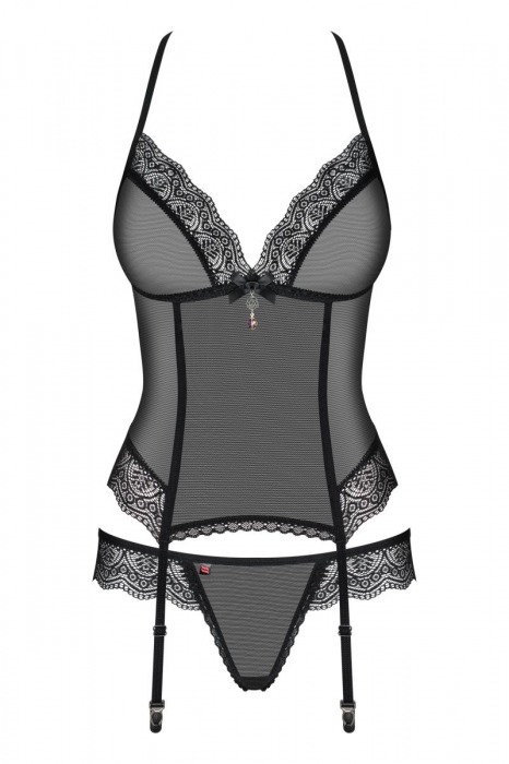 Волнующий полупрозрачный корсаж с кружевом (большой размер) - Obsessive купить с доставкой