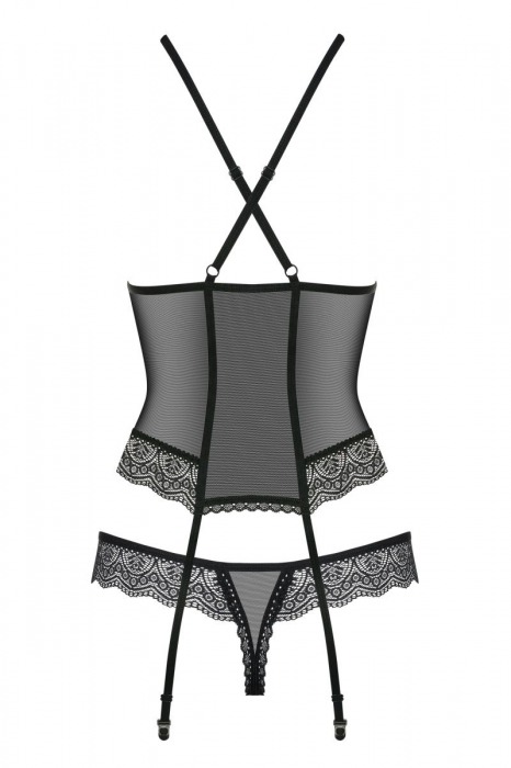 Волнующий полупрозрачный корсаж с кружевом (большой размер) - Obsessive купить с доставкой