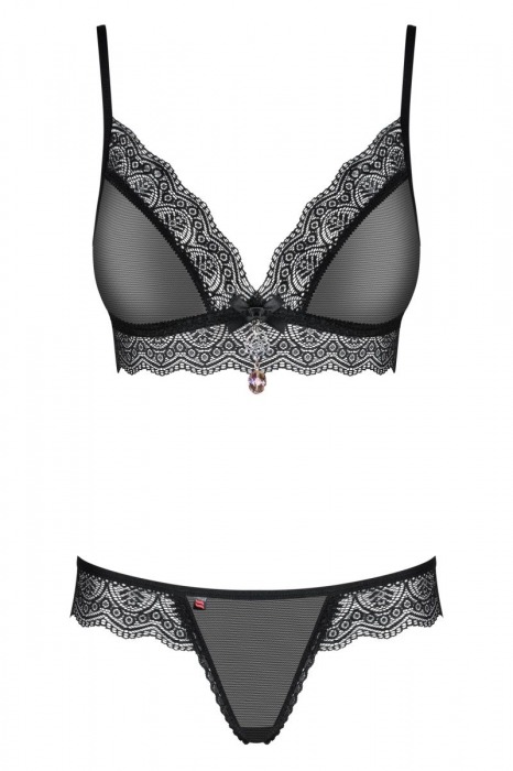 Чувственный полупрозрачный комплект белья с отделкой кружевом - Obsessive купить с доставкой