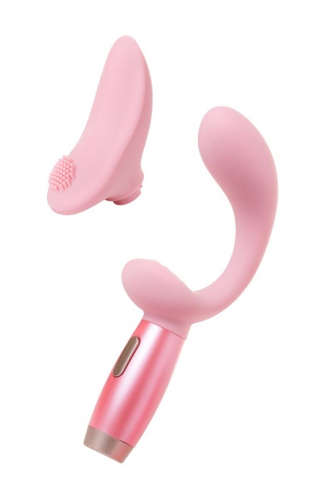 Розовый вибратор Le Stelle PERKS SERIES EX-3 с двумя сменными насадками - Le Stelle