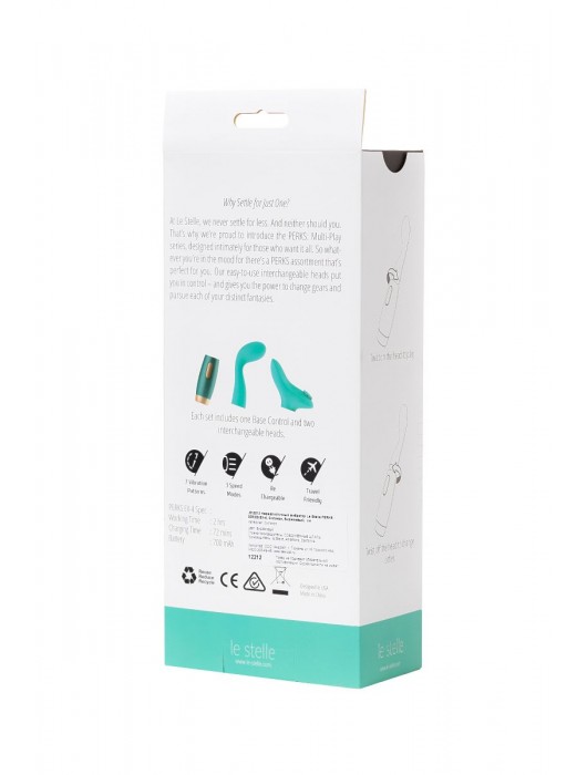 Нереалистичный вибратор Le Stelle PERKS SERIES EX-4 с 2 сменными насадками - Le Stelle