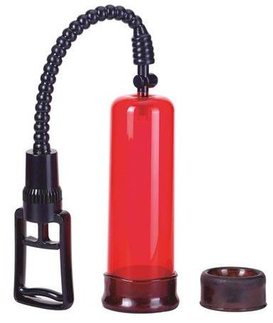 Вакуумная помпа с двумя сменными насадками NEW STAY HARD PUMP CLEAR RED - Seven Creations - в Новосибирске купить с доставкой