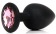 Черная силиконовая анальная пробка с розовым стразом - 9,5 см. - Bior toys - купить с доставкой в Новосибирске