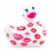 Белый вибратор-уточка I Rub My Duckie 2.0 Romance с розовым принтом - Big Teaze Toys - купить с доставкой в Новосибирске