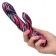 Черный вибратор-кролик Menage à Moi Dual Wand с ярким принтом - 21 см. - California Exotic Novelties