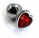 Серебристая анальная пробка с красным кристаллом-сердцем - 8,2 см. - Kanikule - купить с доставкой в Новосибирске