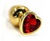 Золотистая алюминиевая анальная пробка с красным кристаллом-сердцем - 8,4 см. - Kanikule - купить с доставкой в Новосибирске