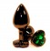Черная коническая анальная пробка с зеленым кристаллом-сердечком - 8 см. - 4sexdreaM - купить с доставкой в Новосибирске
