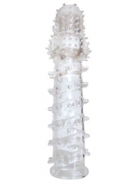 Закрытая прозрачная рельефная насадка с шипиками Crystal sleeve - 13,5 см. - Erowoman-Eroman - в Новосибирске купить с доставкой