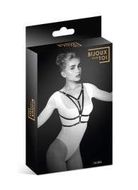 Черная упряжь на грудь Laura - Bijoux Pour Toi - купить с доставкой в Новосибирске