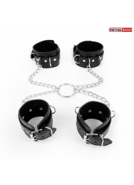 Комплект наручников и оков на металлических креплениях с кольцом - Notabu - купить с доставкой в Новосибирске