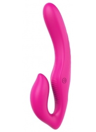 Ярко-розовый безремневой страпон REMOTE DOUBLE DIPPER - 22 см. - Dream Toys - купить с доставкой в Новосибирске