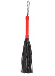 Черная многохвостая плеть-флоггер с красной ручкой - 40 см. - Notabu - купить с доставкой в Новосибирске