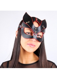 Черно-красная игровая маска с ушками - Notabu - купить с доставкой в Новосибирске