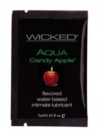 Лубрикант с ароматом сахарного яблока WICKED AQUA Candy Apple - 3 мл. - Wicked - купить с доставкой в Новосибирске
