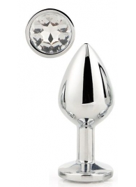 Серебристая анальная втулка с прозрачным кристаллом - 7,1 см. - Dream Toys - купить с доставкой в Новосибирске
