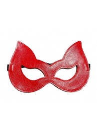 Двусторонняя красно-черная маска с ушками из эко-кожи - БДСМ Арсенал - купить с доставкой в Новосибирске