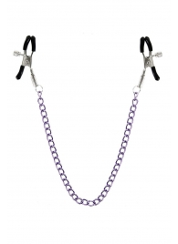Зажимы для сосков с фиолетовой цепочкой Sweet Caress Nipple Chain - Sweet Caress - купить с доставкой в Новосибирске