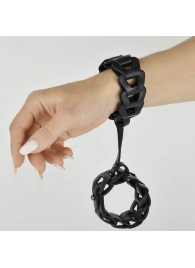 Черные кожаные наручники  Клеопатра - Sitabella - купить с доставкой в Новосибирске
