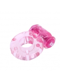 Розовое эрекционное кольцо с бабочкой на вибропуле - Baile - в Новосибирске купить с доставкой