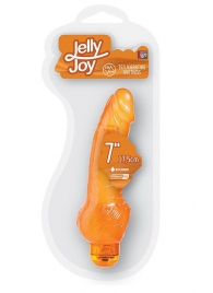 Оранжевый гелевый вибратор с широким основанием JELLY JOY 7INCH 10 RHYTHMS - 17,5 см. - Dream Toys