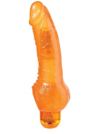 Оранжевый гелевый вибратор с широким основанием JELLY JOY 7INCH 10 RHYTHMS - 17,5 см. - Dream Toys