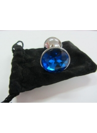 Анальное украшение BUTT PLUG  Small с синим кристаллом - 7 см. - Anal Jewelry Plug - купить с доставкой в Новосибирске