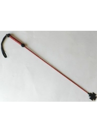 Плетеный длинный красный лаковый стек с наконечником-крестом - 85 см. - Подиум - купить с доставкой в Новосибирске