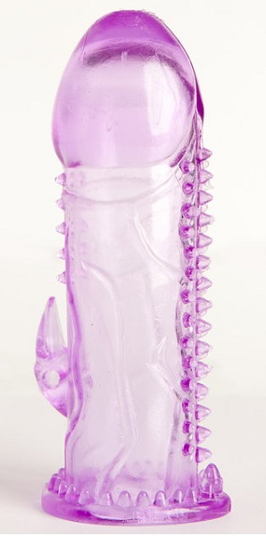 Фиолетовая гелевая насадка с шипами - 13 см. - Toyfa Basic - в Новосибирске купить с доставкой