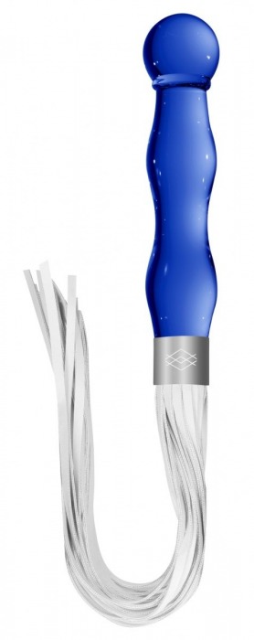 Синий анальный стимулятор-плеть Whipster с белыми хвостами - Shots Media BV - купить с доставкой в Новосибирске