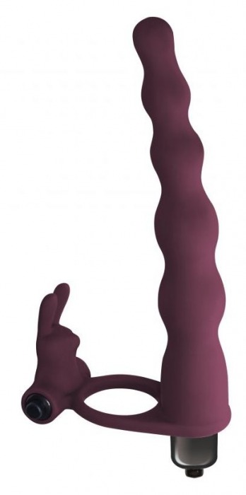 Бордовая вибронасадка для двойного проникновения Jungle Bunny - 17 см. - Lola Games - купить с доставкой в Новосибирске