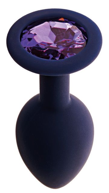 Черничная анальная пробка с фиолетовым кристаллом Gamma S - 7,2 см. - Le Frivole - купить с доставкой в Новосибирске