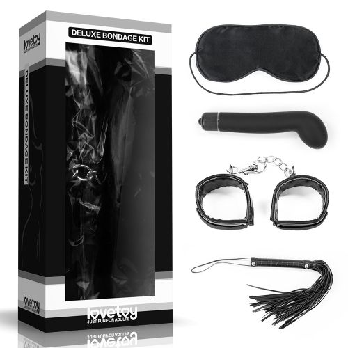 БДСМ-набор Deluxe Bondage Kit: маска, вибратор, наручники, плётка - Lovetoy - купить с доставкой в Новосибирске