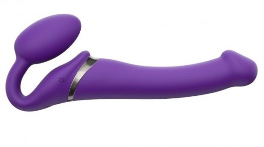 Фиолетовый безремневой вибрострапон Silicone Bendable Strap-On - size M - Strap-on-me - купить с доставкой в Новосибирске