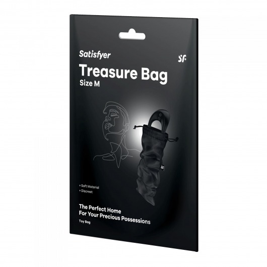 Черный мешочек для хранения игрушек Treasure Bag M - Satisfyer - купить с доставкой в Новосибирске
