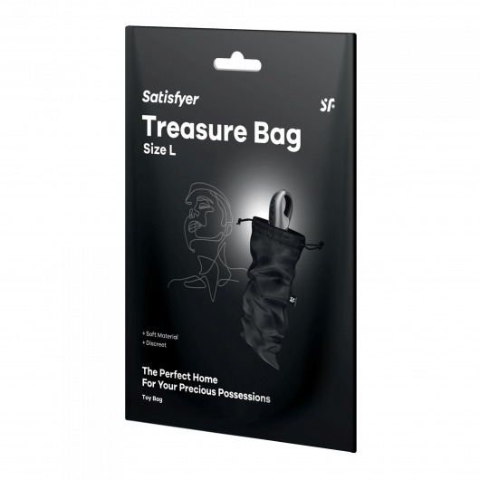 Черный мешочек для хранения игрушек Treasure Bag L - Satisfyer - купить с доставкой в Новосибирске