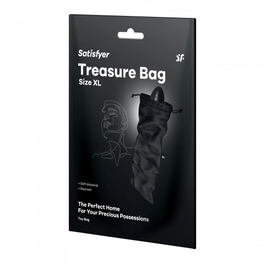 Черный мешочек для хранения игрушек Treasure Bag XL - Satisfyer - купить с доставкой в Новосибирске